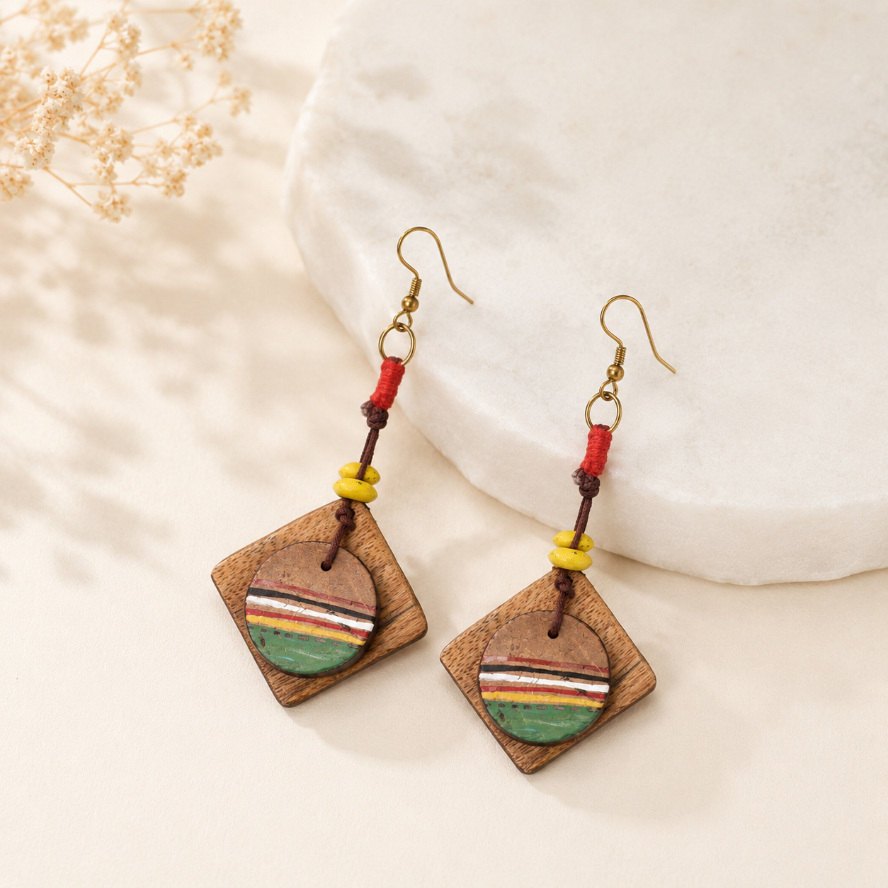 Artistic Charm: Handcrafted Wooden Earrings