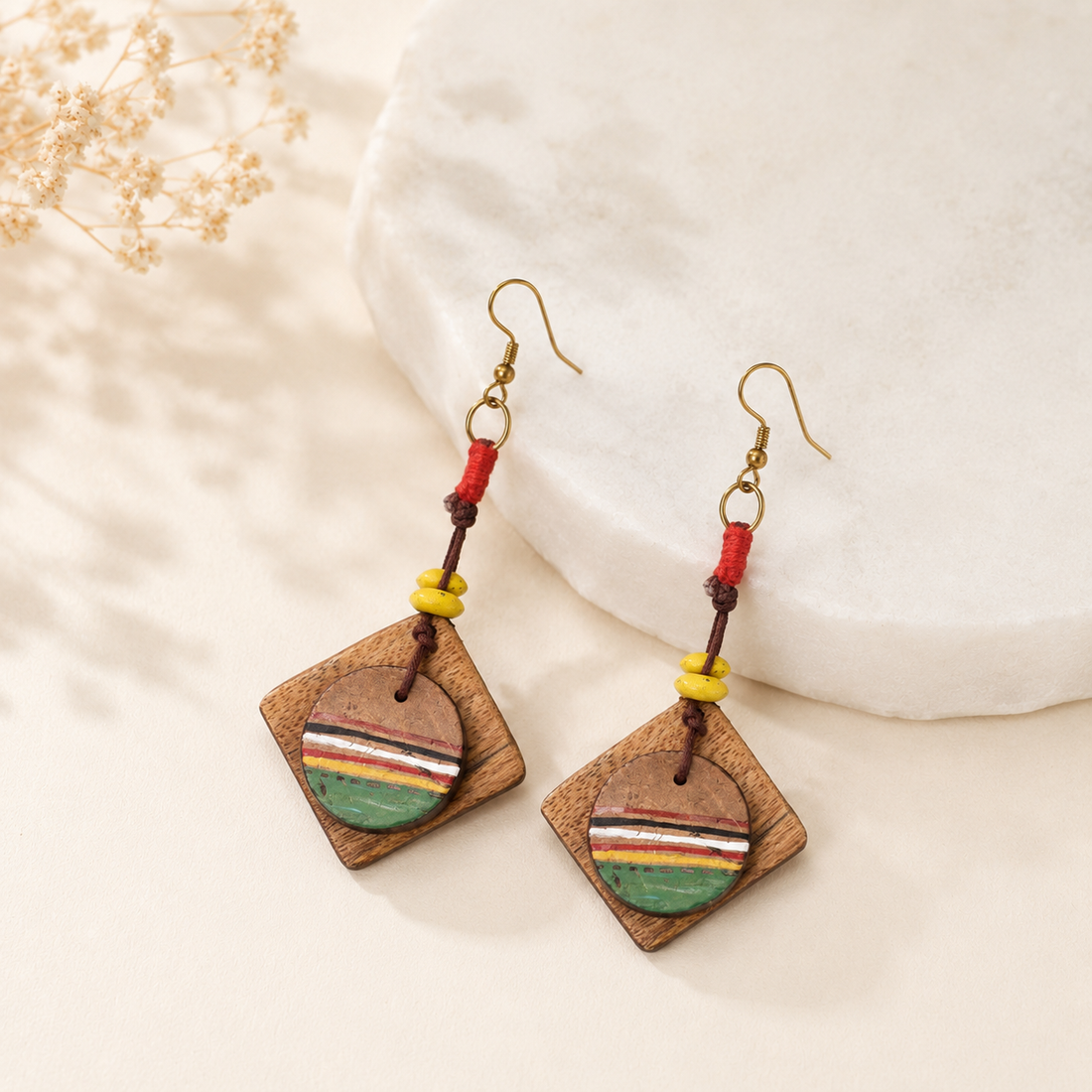 Artistic Charm: Handcrafted Wooden Earrings
