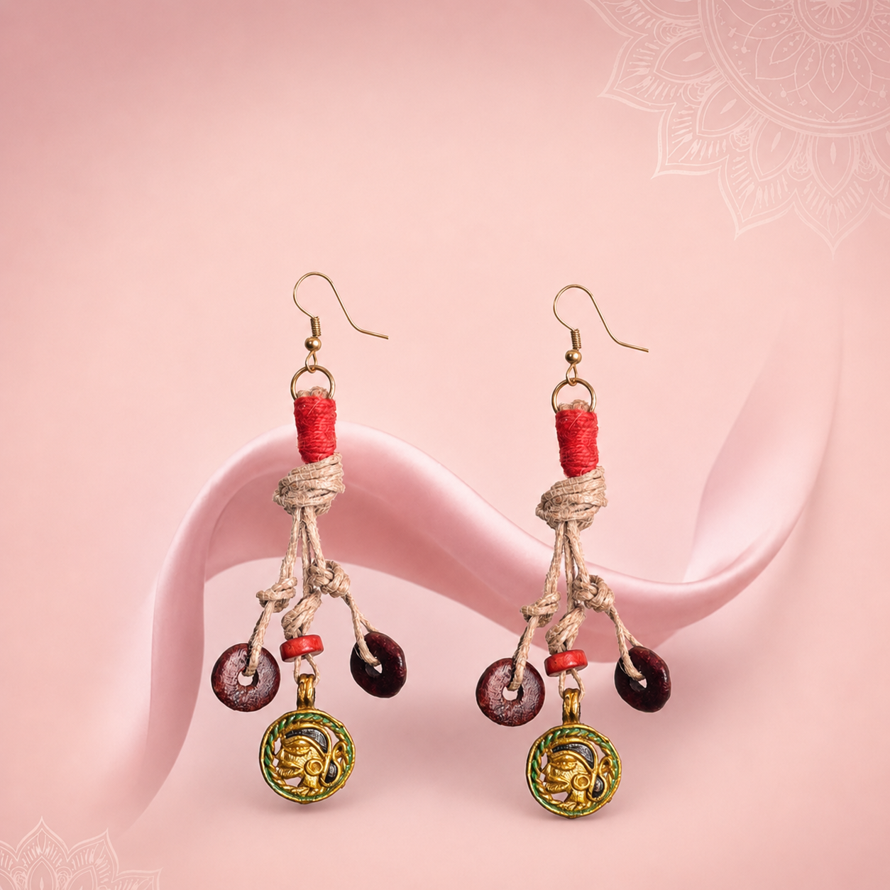 Boho Chic: Handcrafted Wooden Earrings with Brass