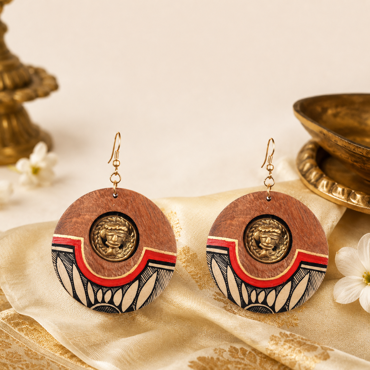 Princess-III' Handcrafted Tribal Wooden Earrings