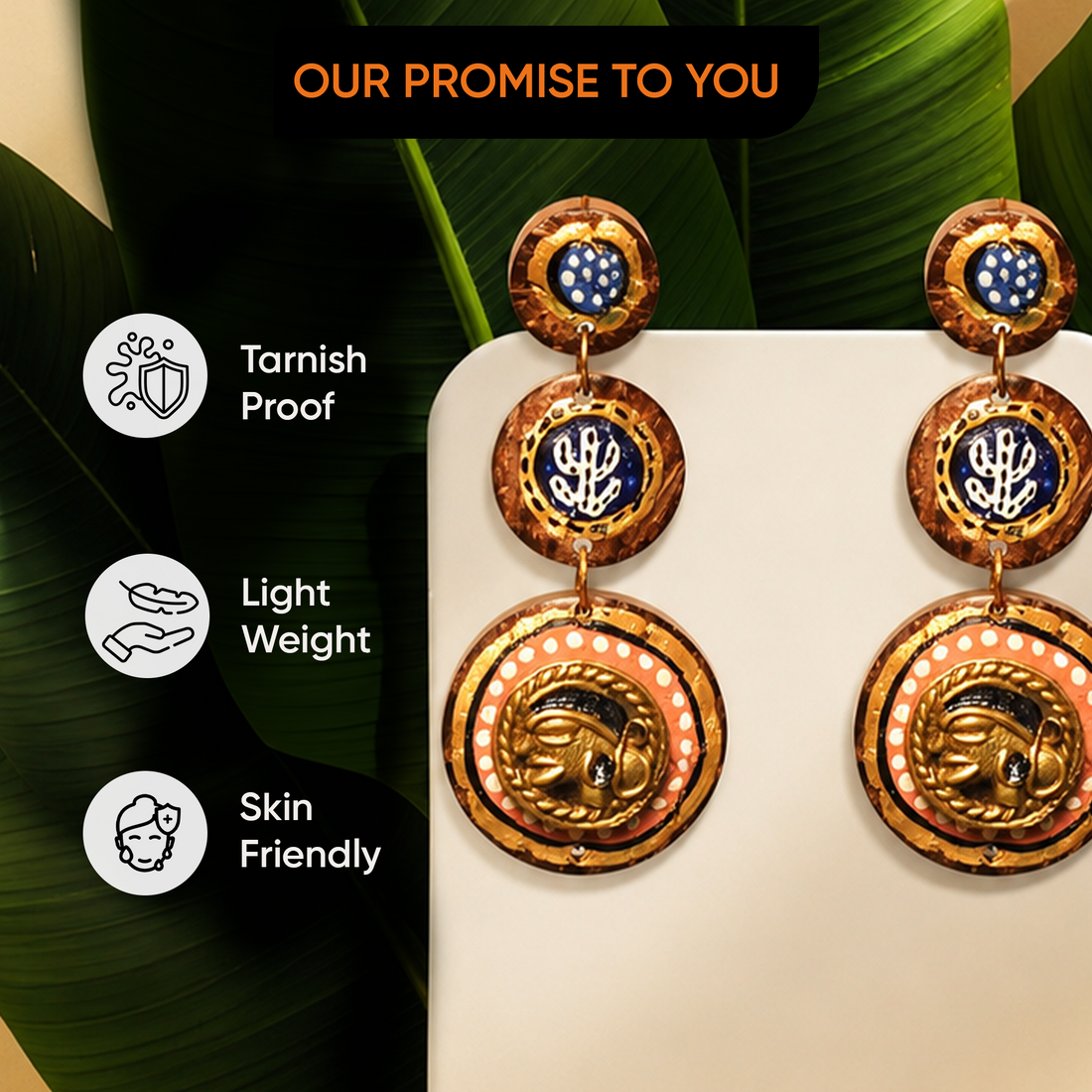 Tribal Drops Handcrafted Dhokra Earrings ini wood