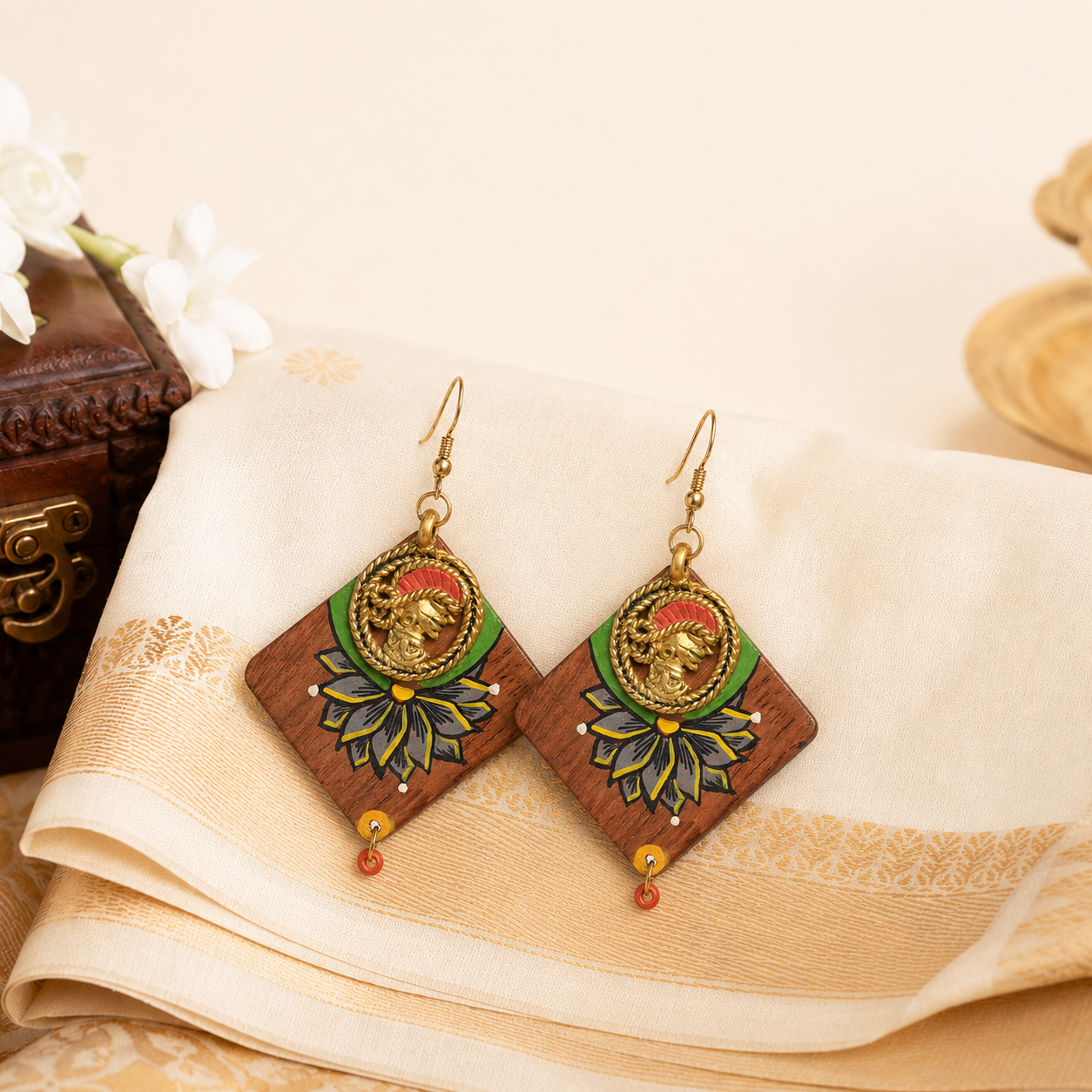 Butterfly-I' Handcrafted Tribal Wooden Earrings