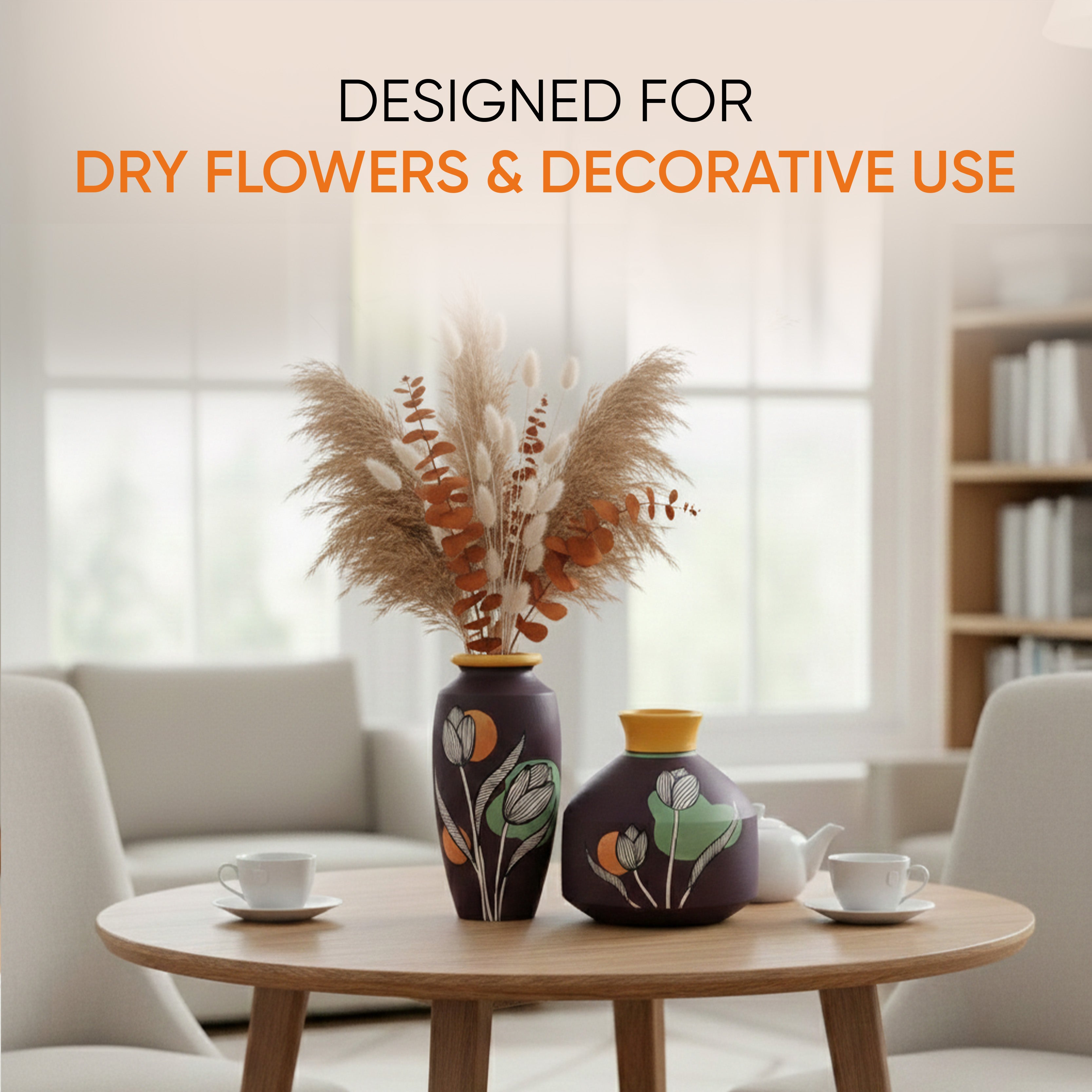 Autumn Hues Terracotta Vases S02 (Large - 5x5x5, Small - 3x3x6)