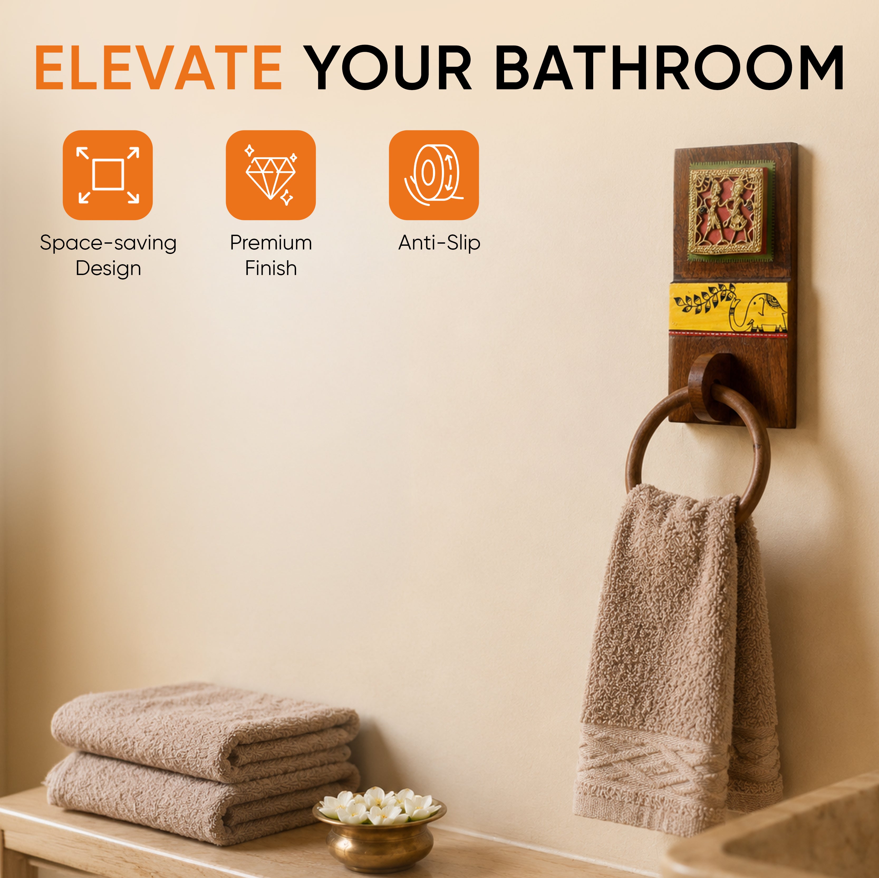 Yellow Elephant Towel Hanger (4x2.2x11)