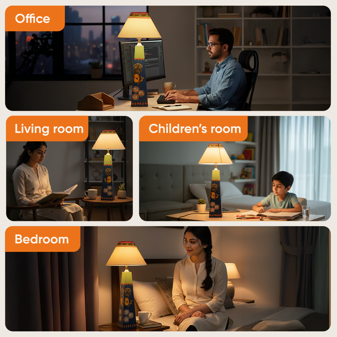 Madhubani Hand-Painted Table Lamp