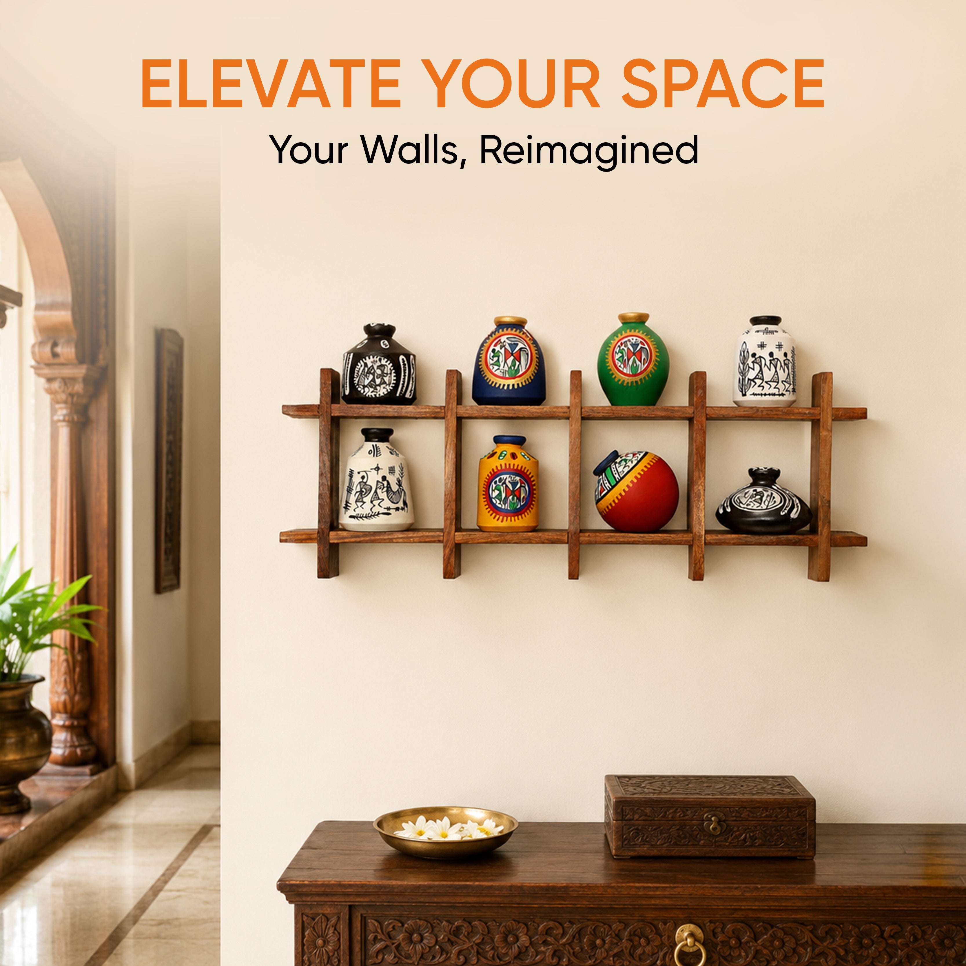Wall Decor Ladder with 8 pots