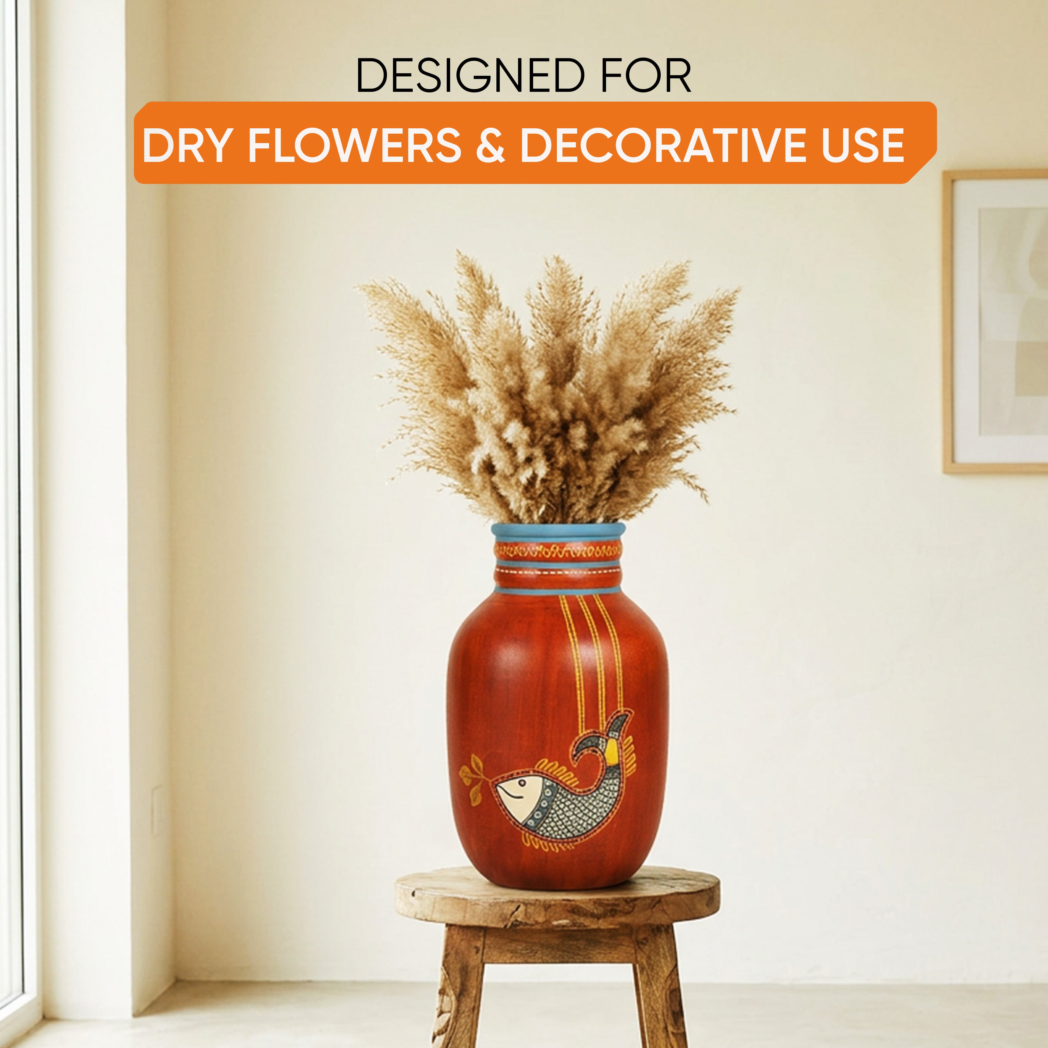 Happy Fish Rustic Red Vase (5x5x8)