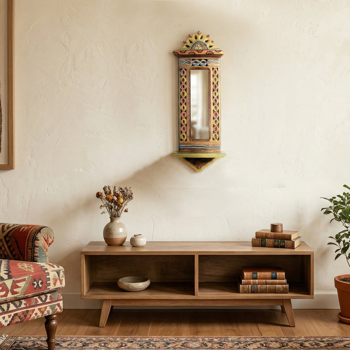 Apratim-I Mirror with handpainted carvings