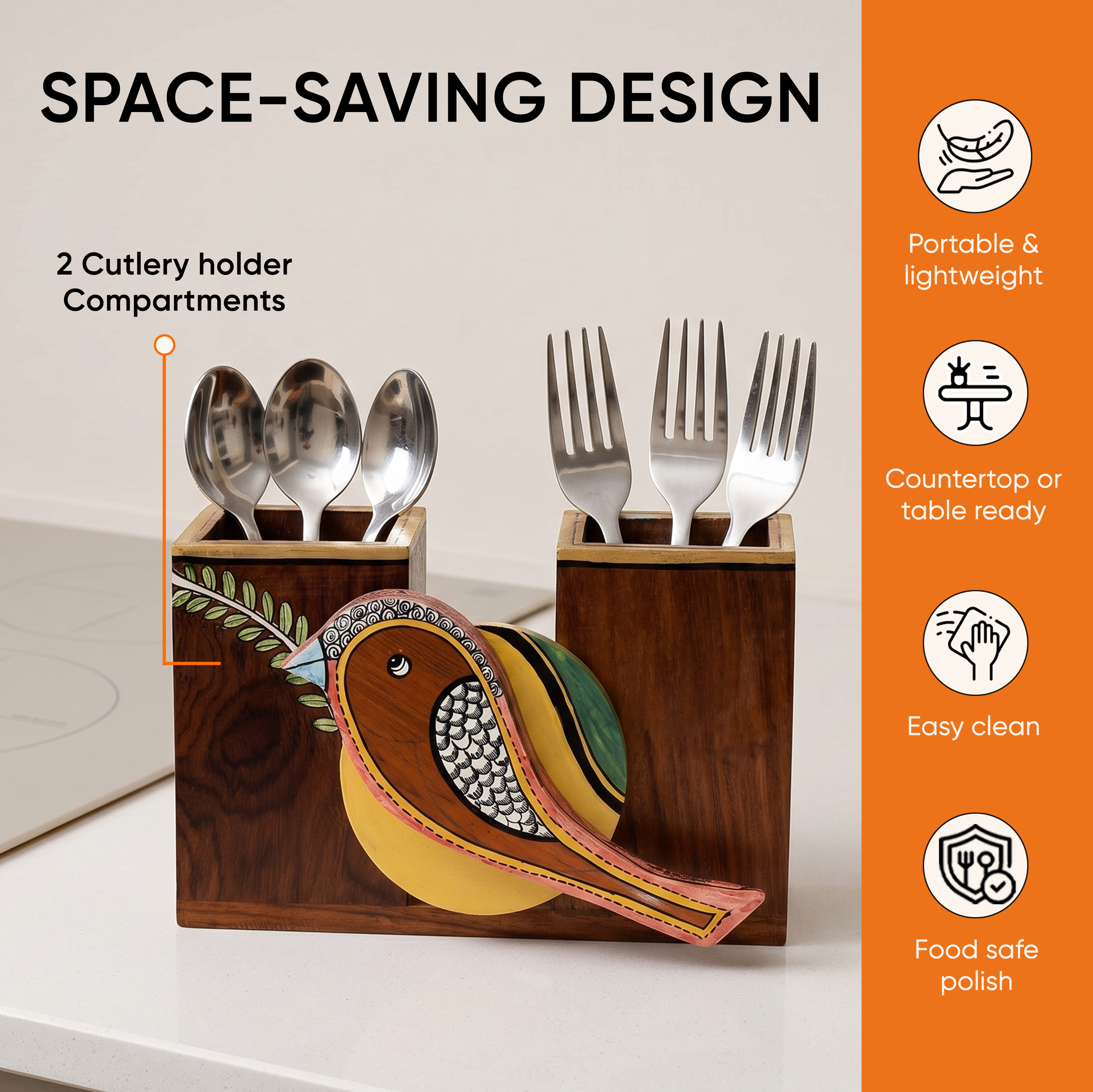 Pihu Cutlery Holder with beautiful Sparrow Motif