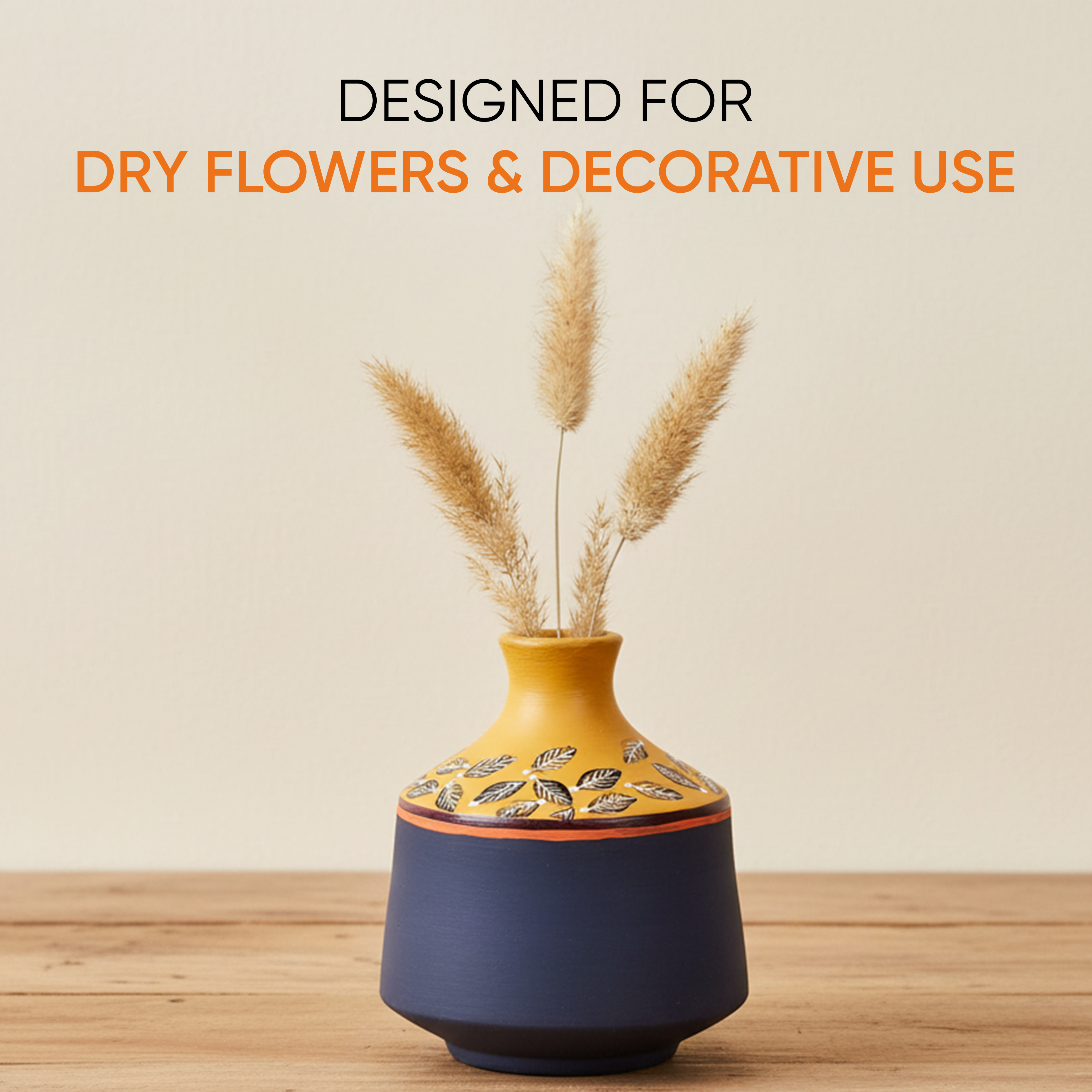 Midnight Sunflower Terracotta Cone Vase (5x5x6)