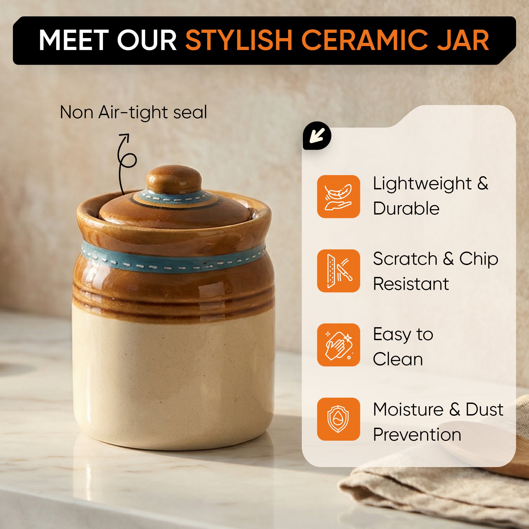 Granny Pickle Tray, Traditional Ceramic Pickle Jar Set with Wooden Tray and Utility Holders