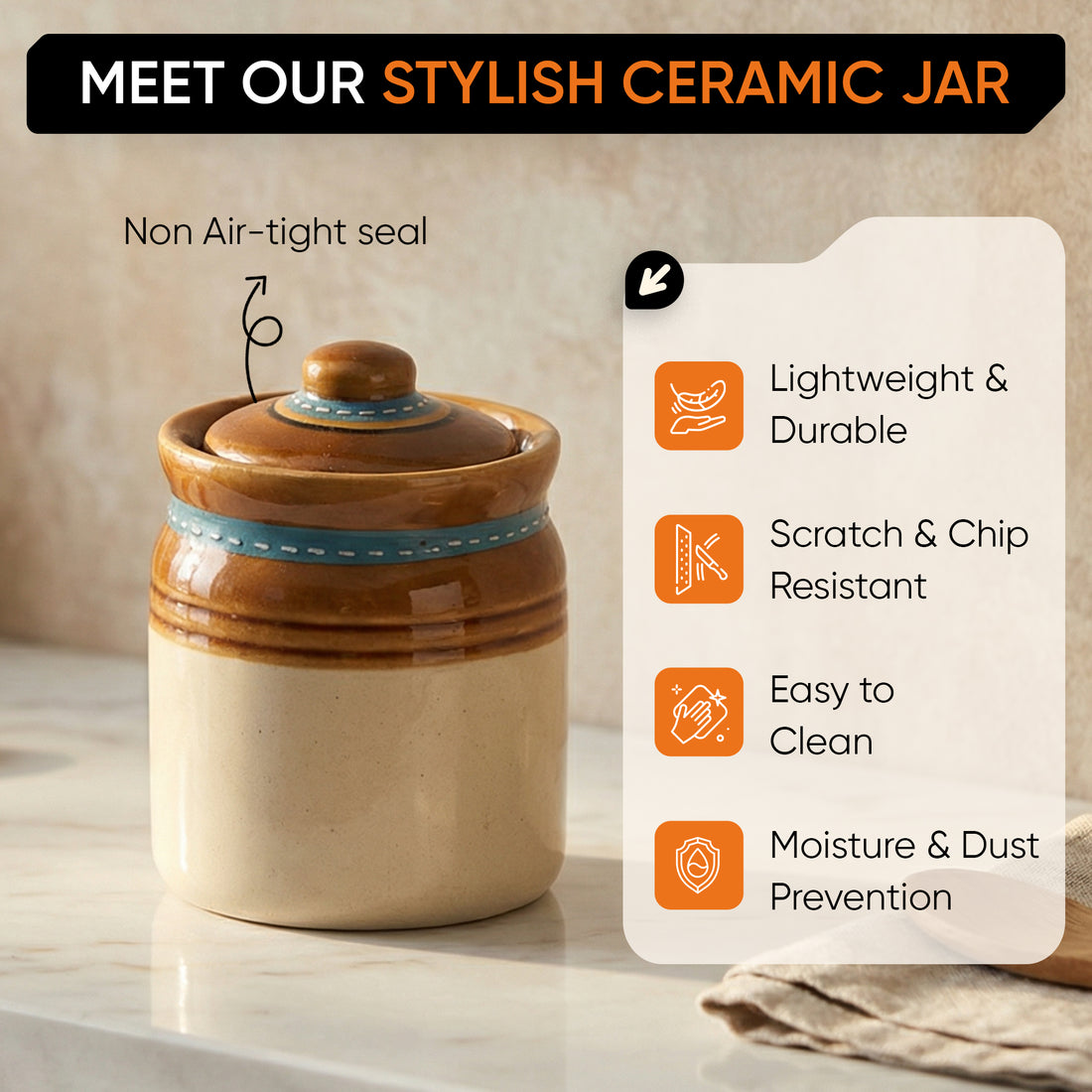 Granny Pickle Tray, Traditional Ceramic Pickle Jar Set with Wooden Tray and Utility Holders