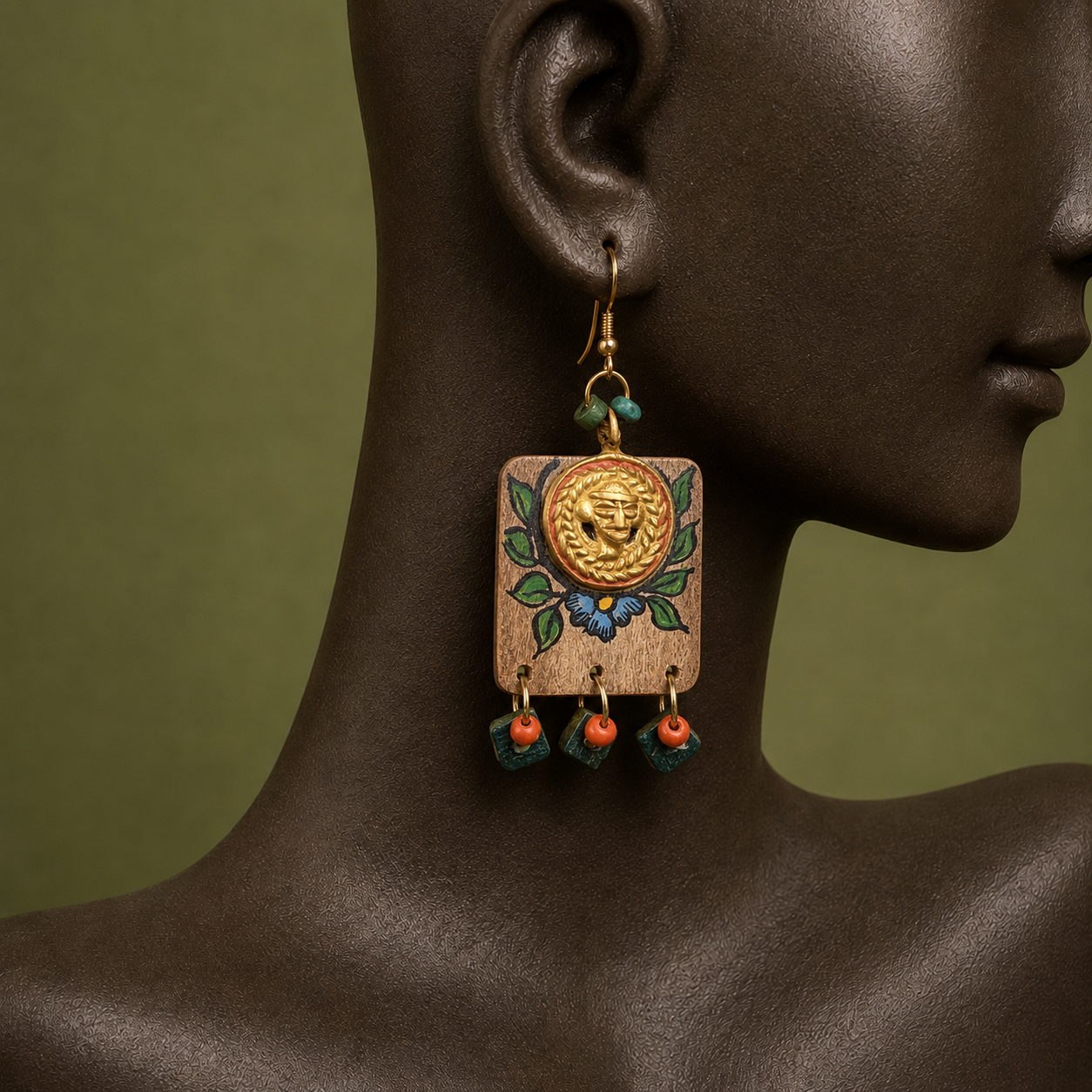 Butterfly-IX' Handcrafted Tribal Wooden Earrings