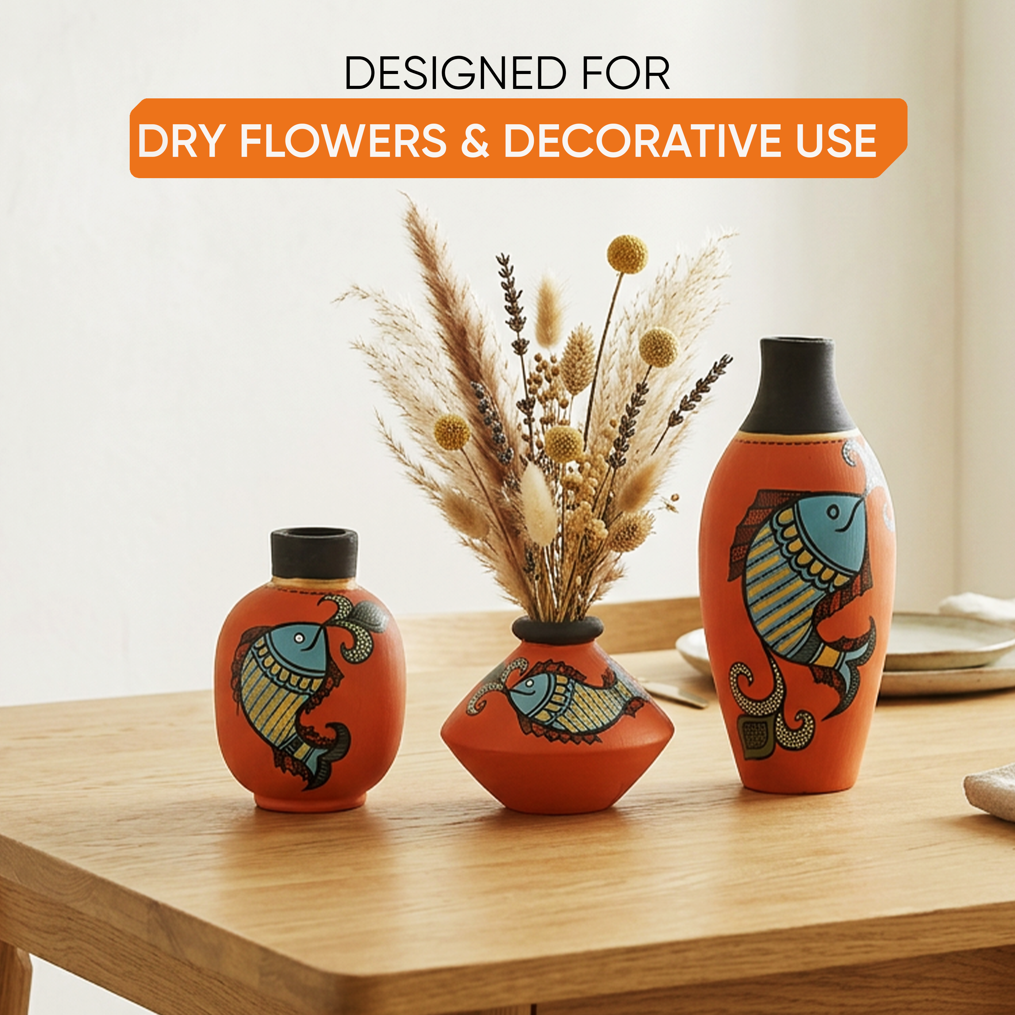 Happy Fishes Vases (So3) in Orange (2.5x5/2x3/2.5x2.5)