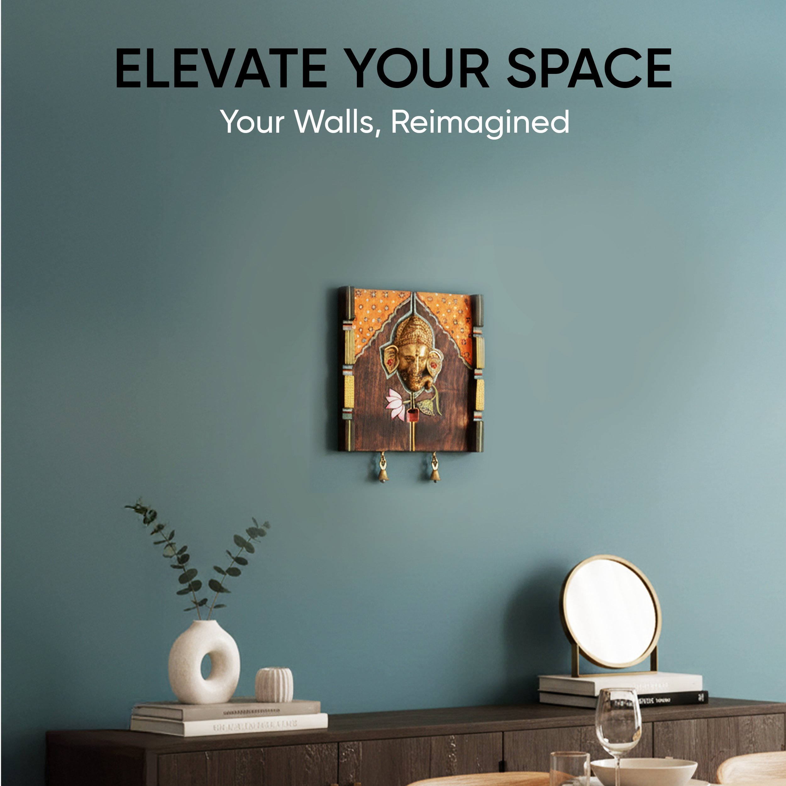 Amantran-I Wall Accent with divine Ganesha Majestically set on a beautiful frame