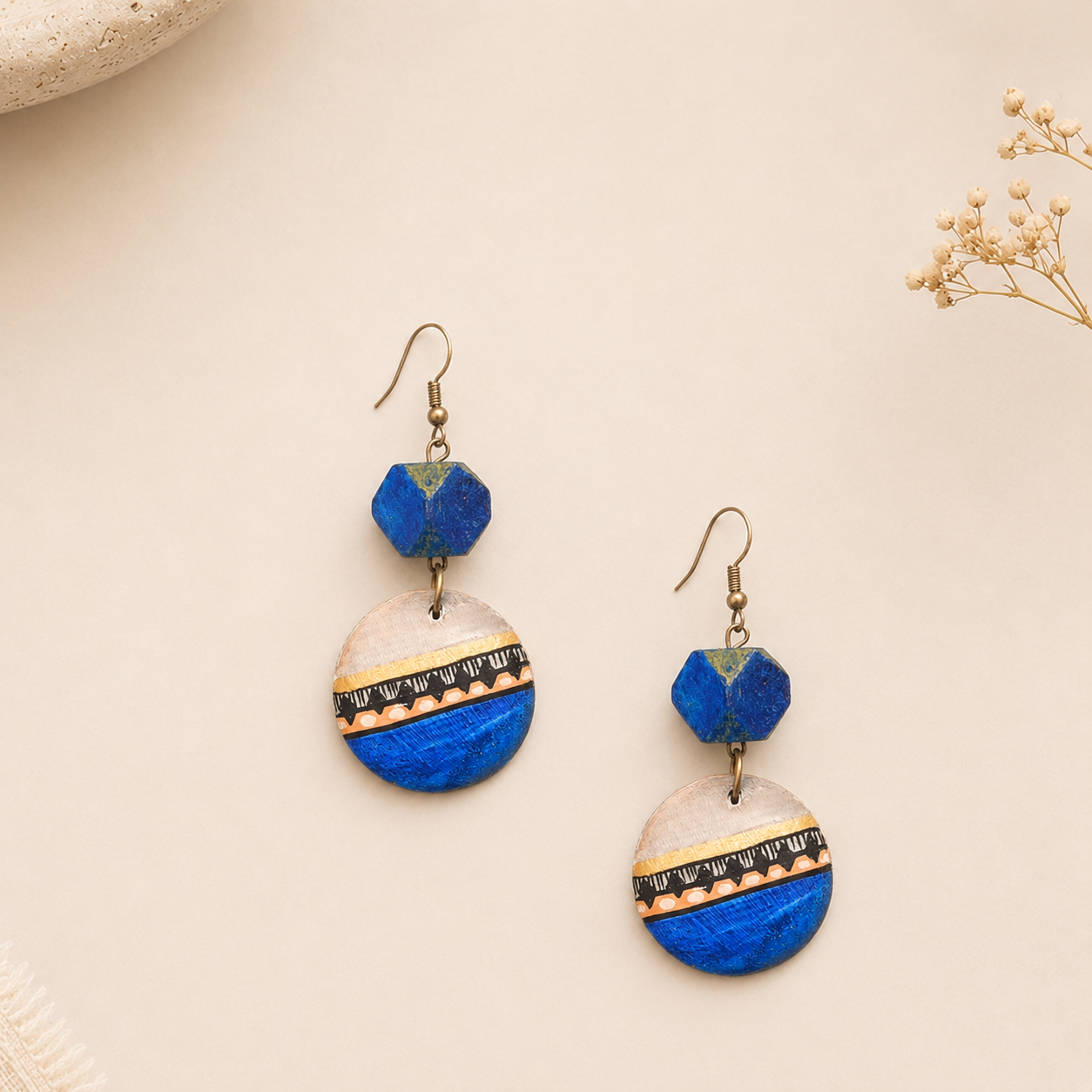 Regal Blue Strokes Earrings