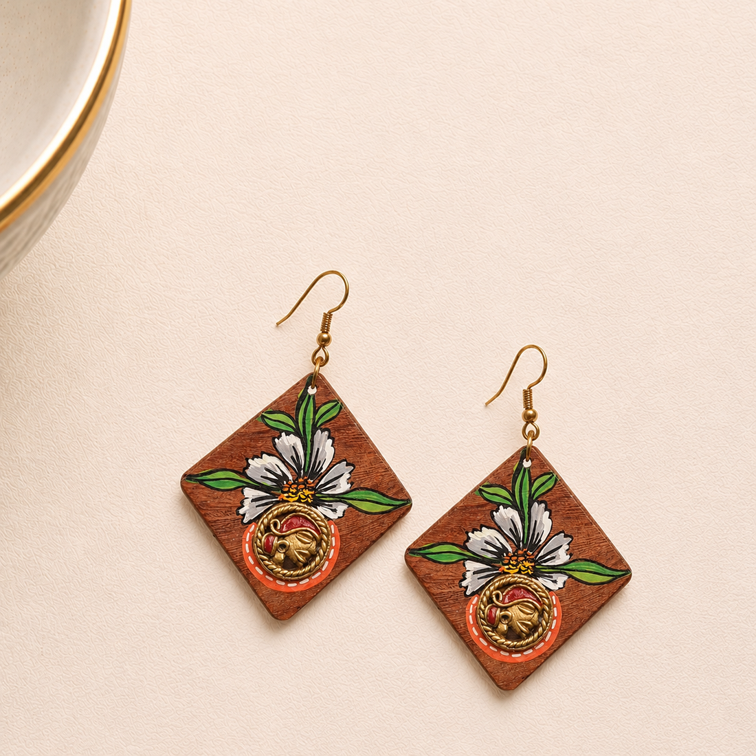 Butterfly-II' Handcrafted Tribal Wooden Earrings