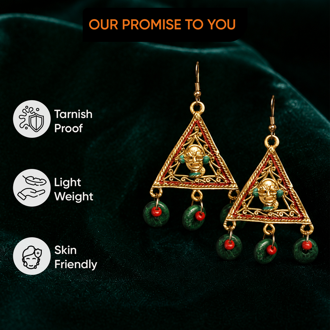 The Trinity Handcrafted Tribal Dhokra Earrings