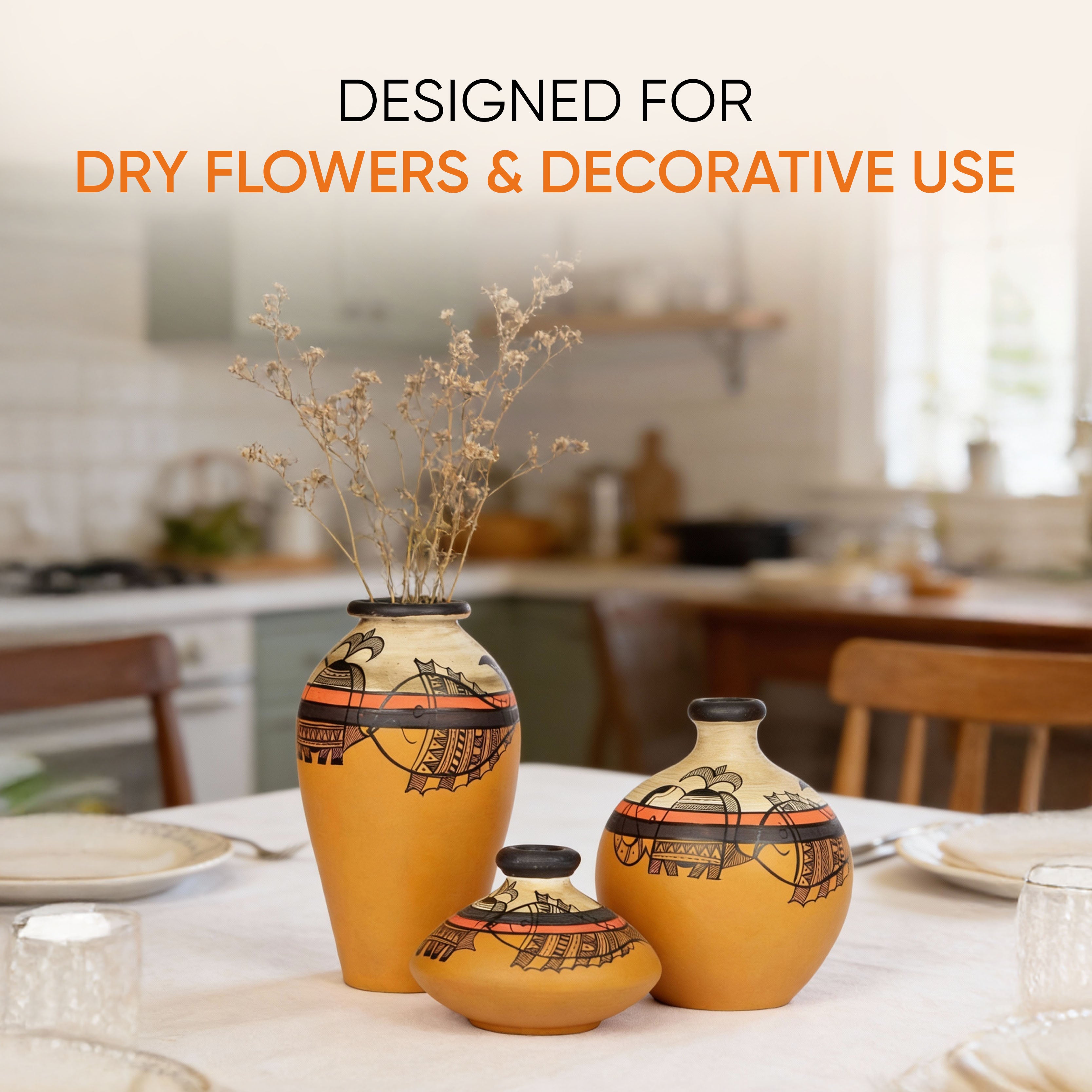 Mithila Terracotta Vases  (Set of 3) 4.4/5/7