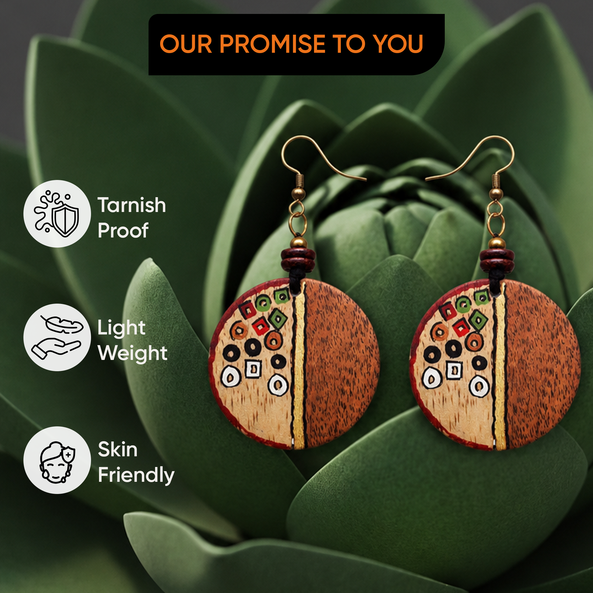 Whimsical Charm: Handcrafted Wooden Earrings with Polka Dot Design