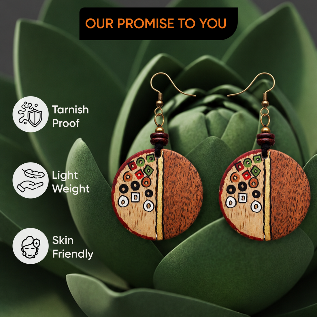 Whimsical Charm: Handcrafted Wooden Earrings with Polka Dot Design
