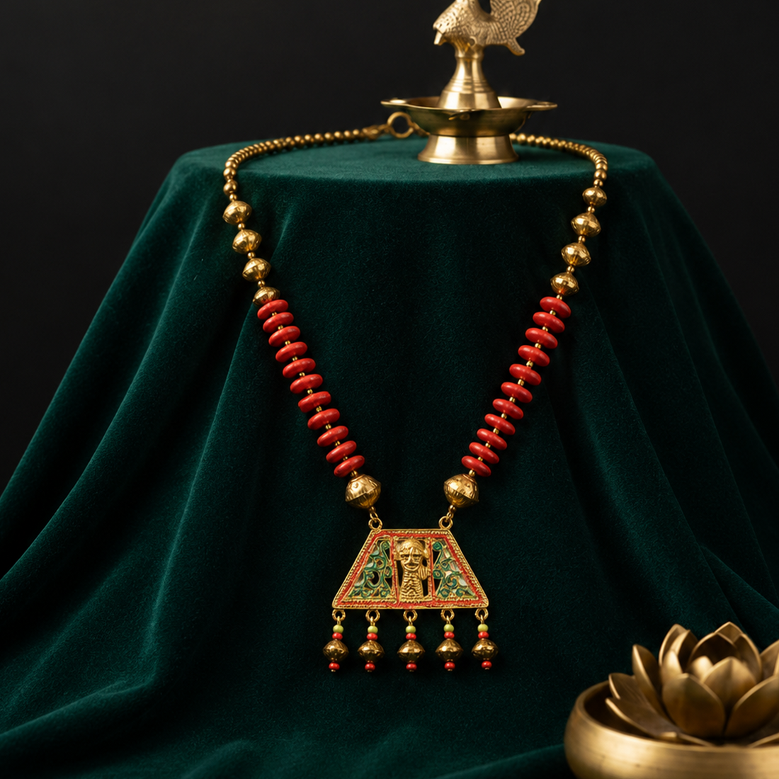 Tribal Trinity Handcrafted Dhokra Necklace
