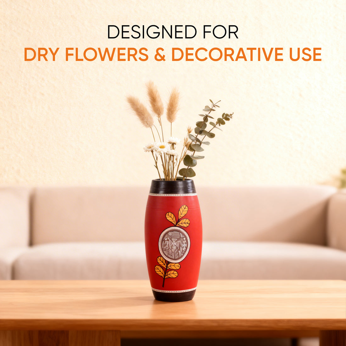Ruby Blossom Terracotta Barrel Vase (4.5x4.5x9.5)