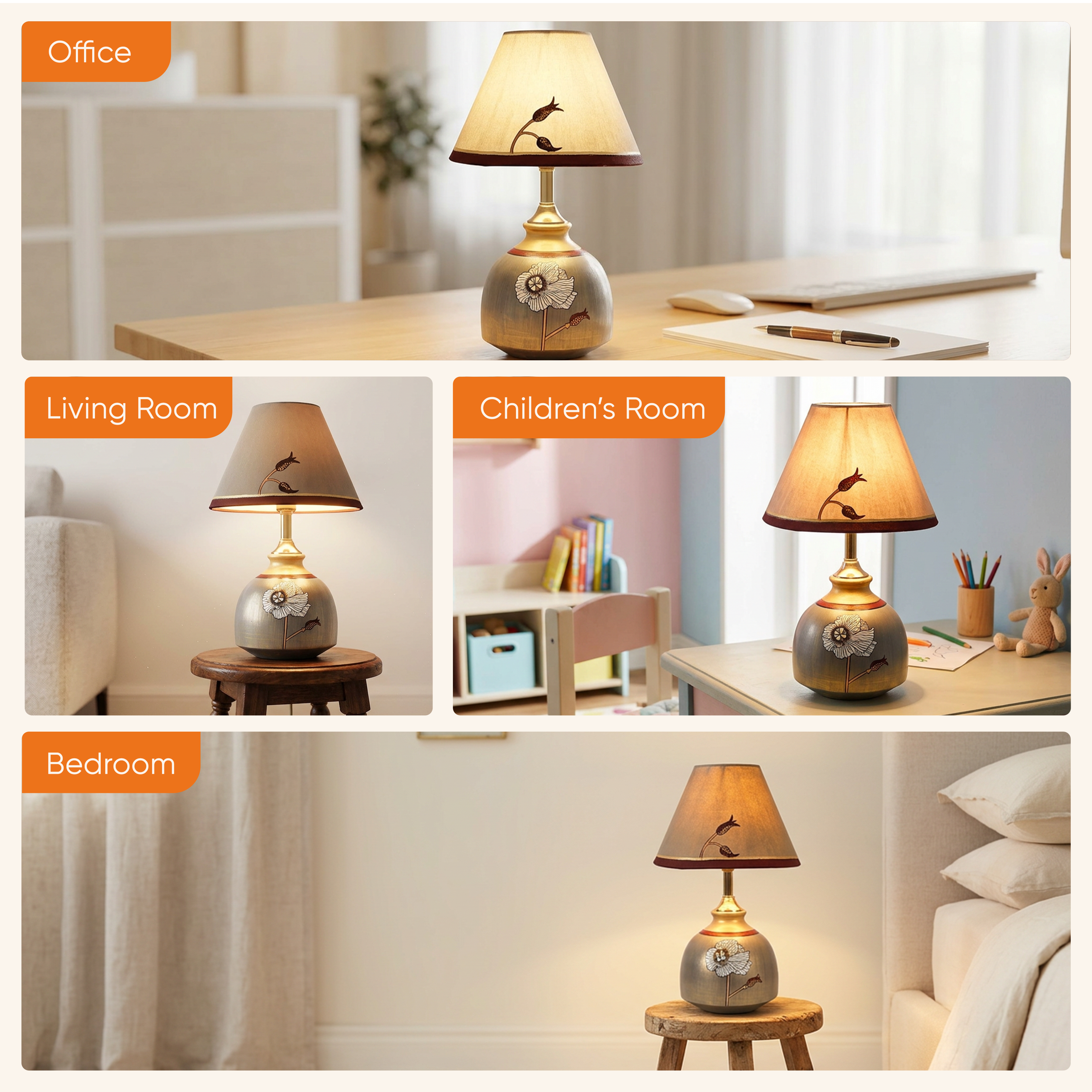 Silver Luster Terracotta Table Lampshade ( 8x8x14)