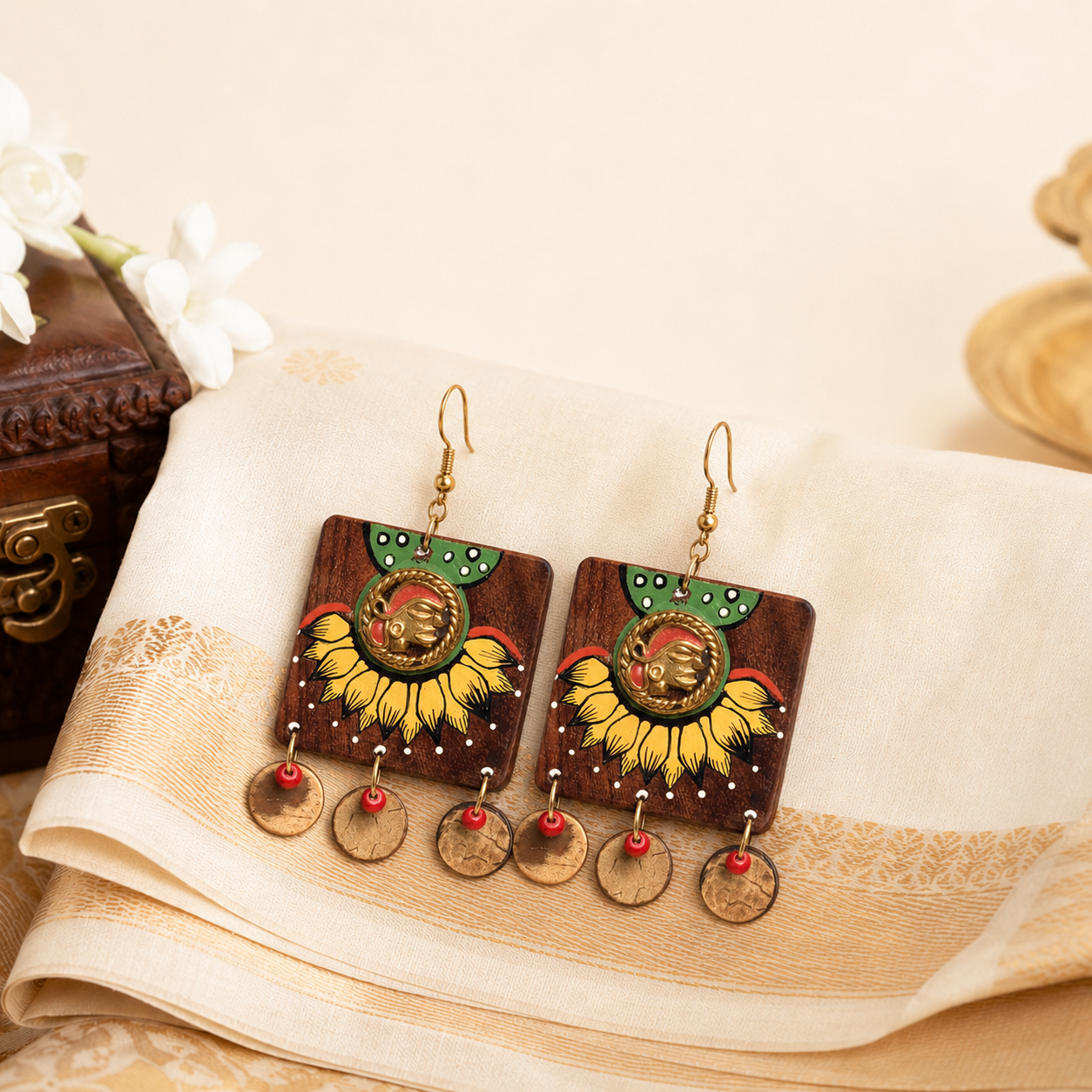 Butterfly-X' Handcrafted Tribal Wooden Earrings