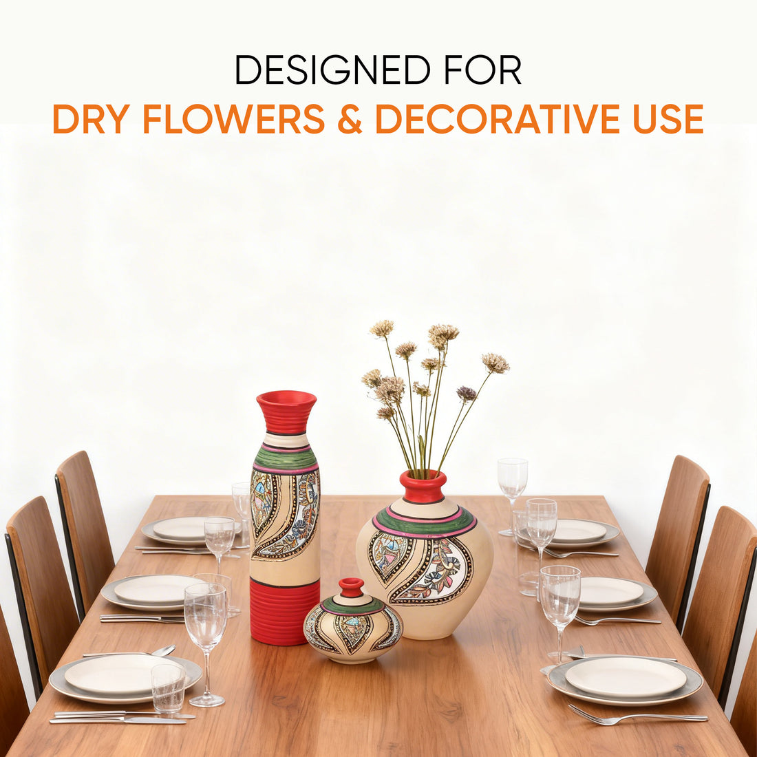 Salina Vases-Hand painted with Warli Art-So3