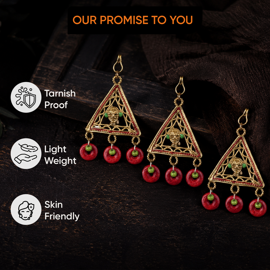 Tribal Trinity Handcrafted Brass Buttons S03