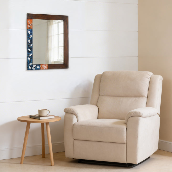 Midnight Blue Rectangular Teakwood Mirror (21x17")