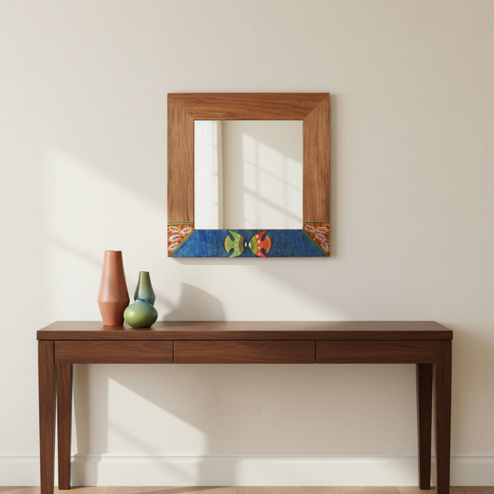 Nemo Rosewood Mirror with Fish Motifs (21x17")