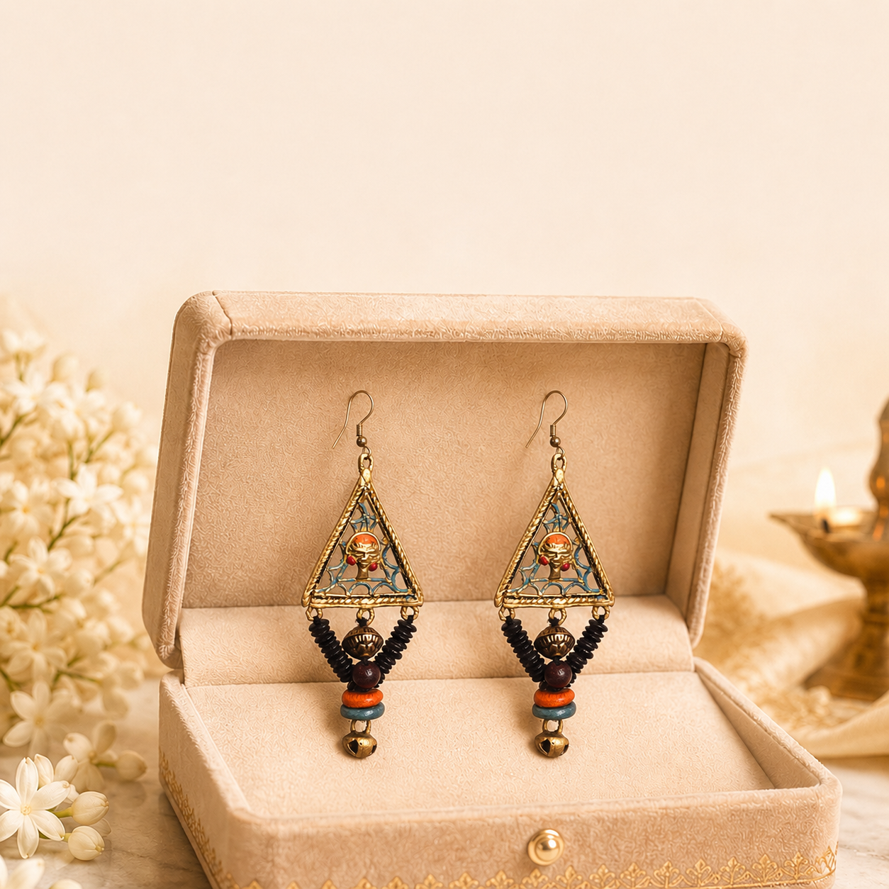 Geometric Elegance: Triangular Brass Earrings