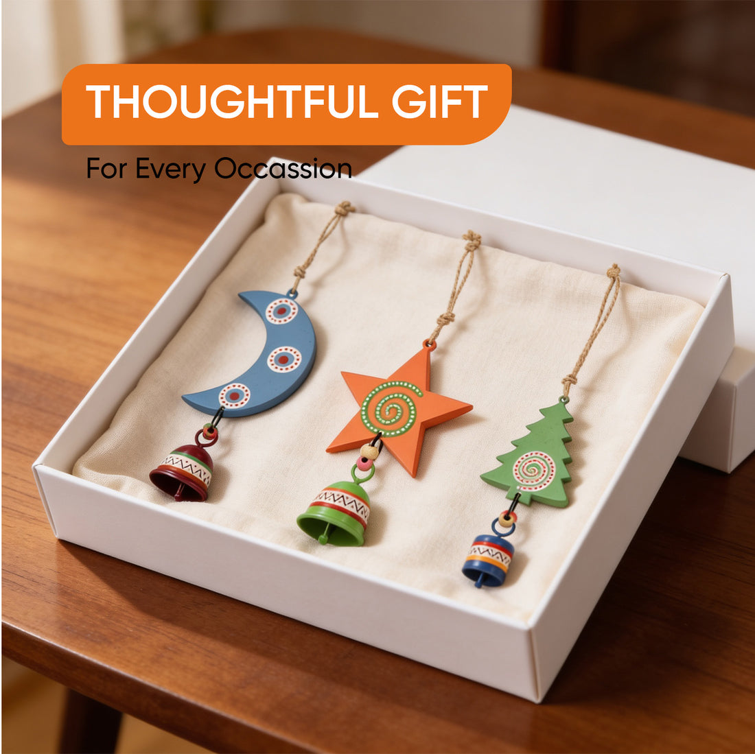 Festive Trio Wind Chime Set ﾖ Moon, Star & Tree