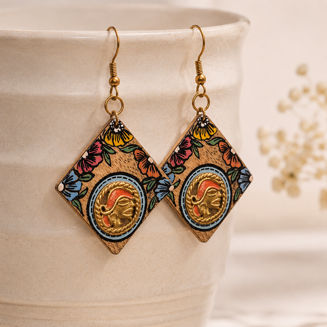 Butterfly-VII' Handcrafted Tribal Wooden Earrings