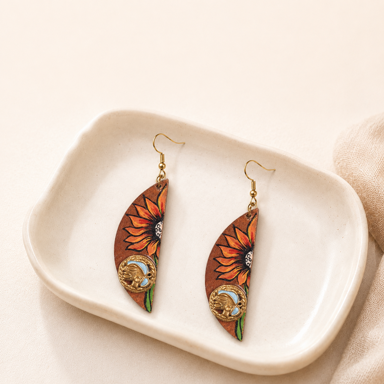 Butterfly-XII' Handcrafted Tribal Wooden Earrings