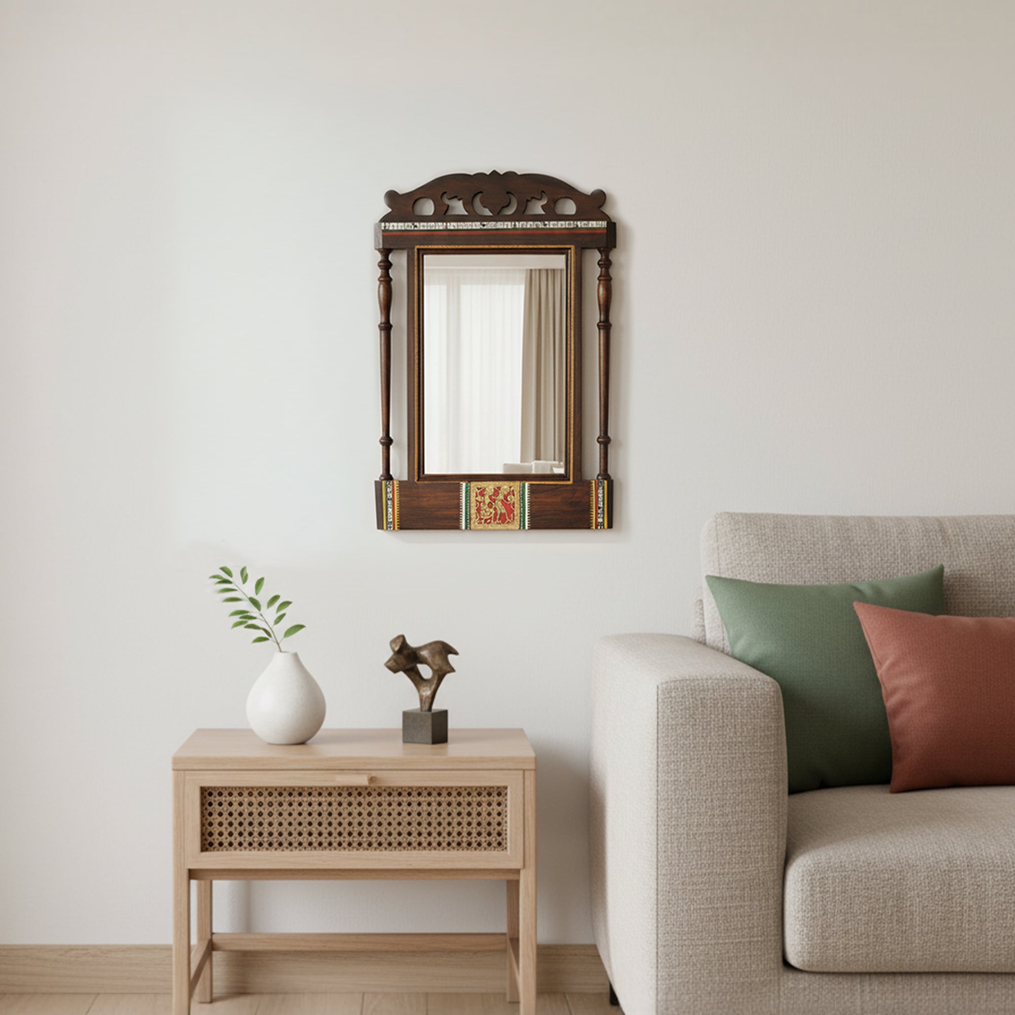 Walnut Window Handcrafted Mirror
