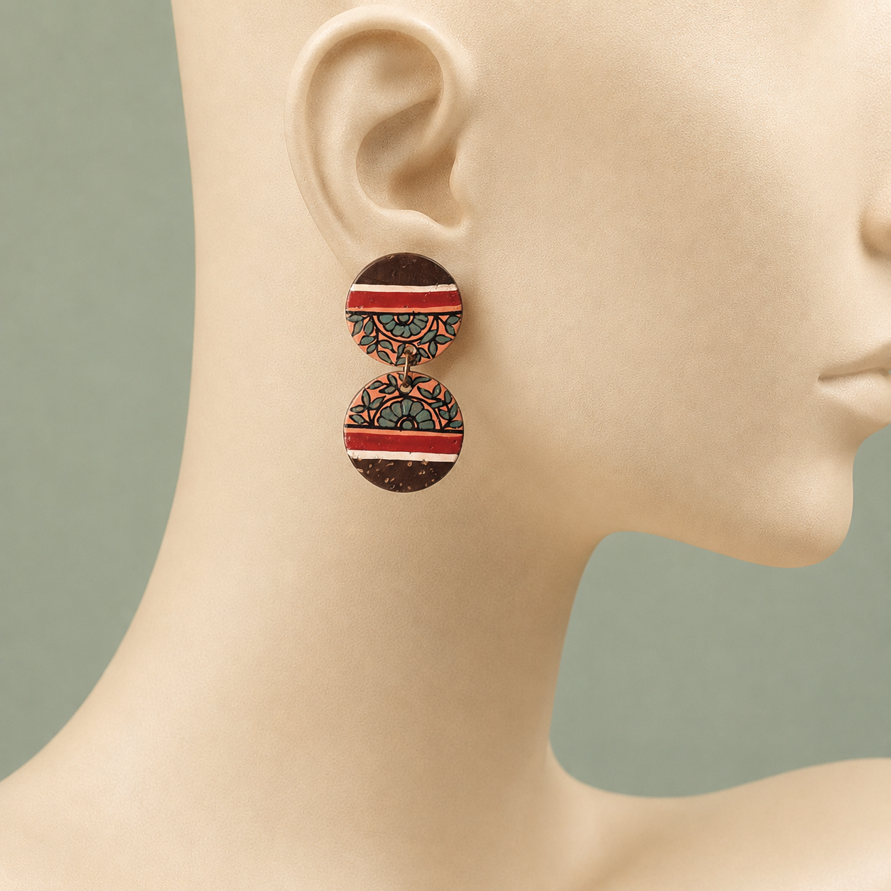 Floral Drops Handcrafted Tribal Wooden Earrings