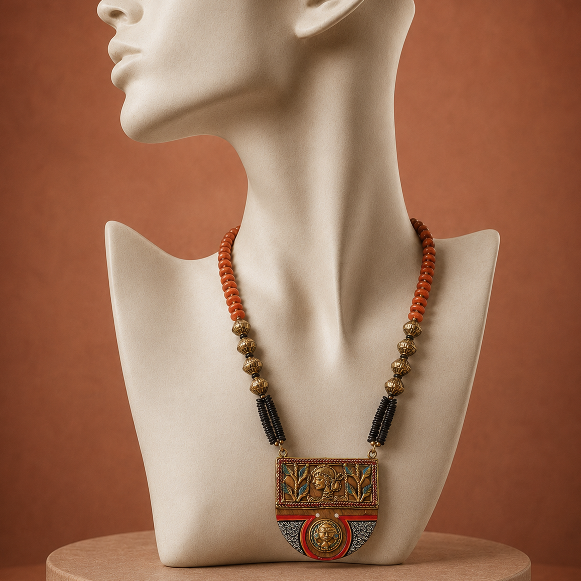 Queen of Hearts' Handcrafted Tribal Dhokra Necklace