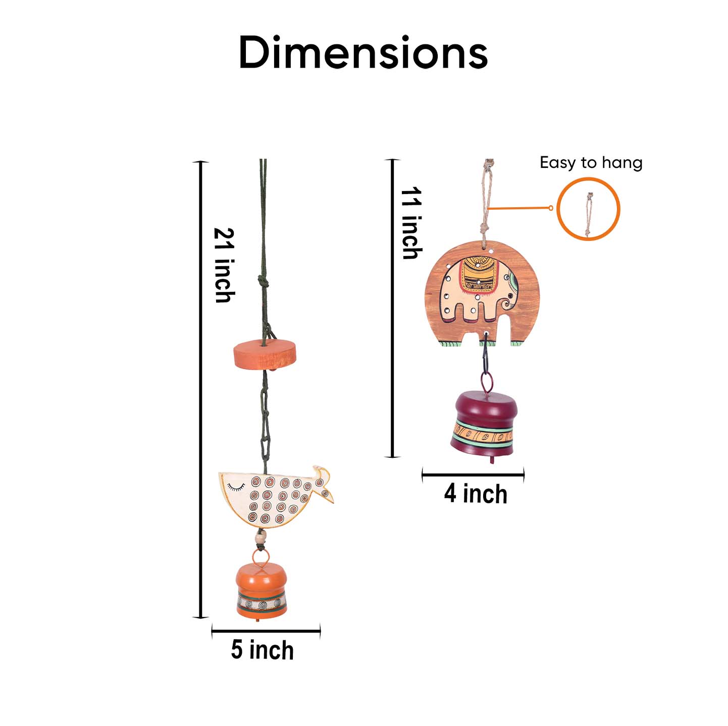Fino Duo Handcrafted Wooden Hanging Bell