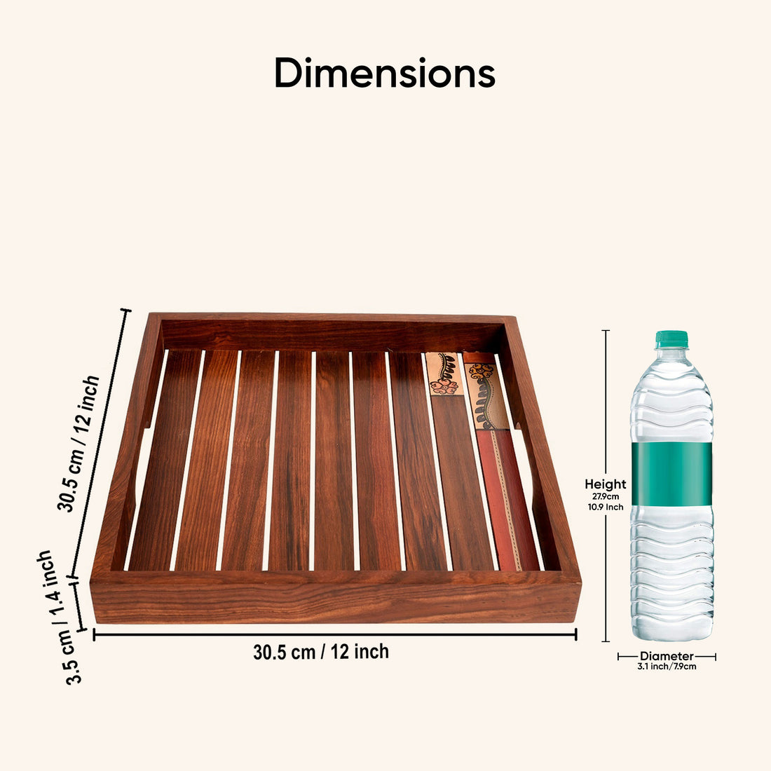 Trays with Tribal Art Handcrafted in RoseWood (set of 2) (12x12/10.6x10.6")