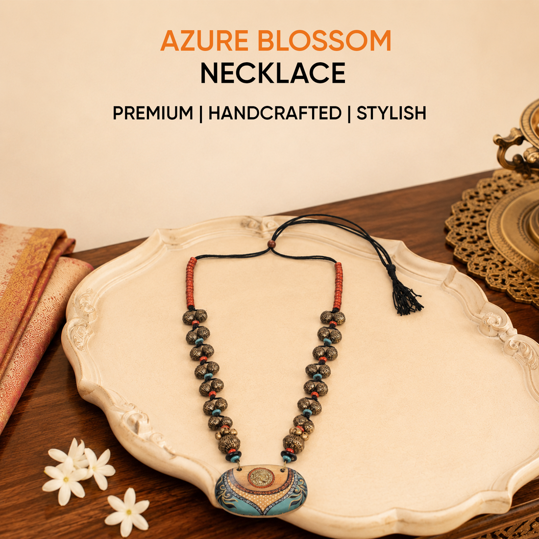 Azure Blossom Charm Necklace