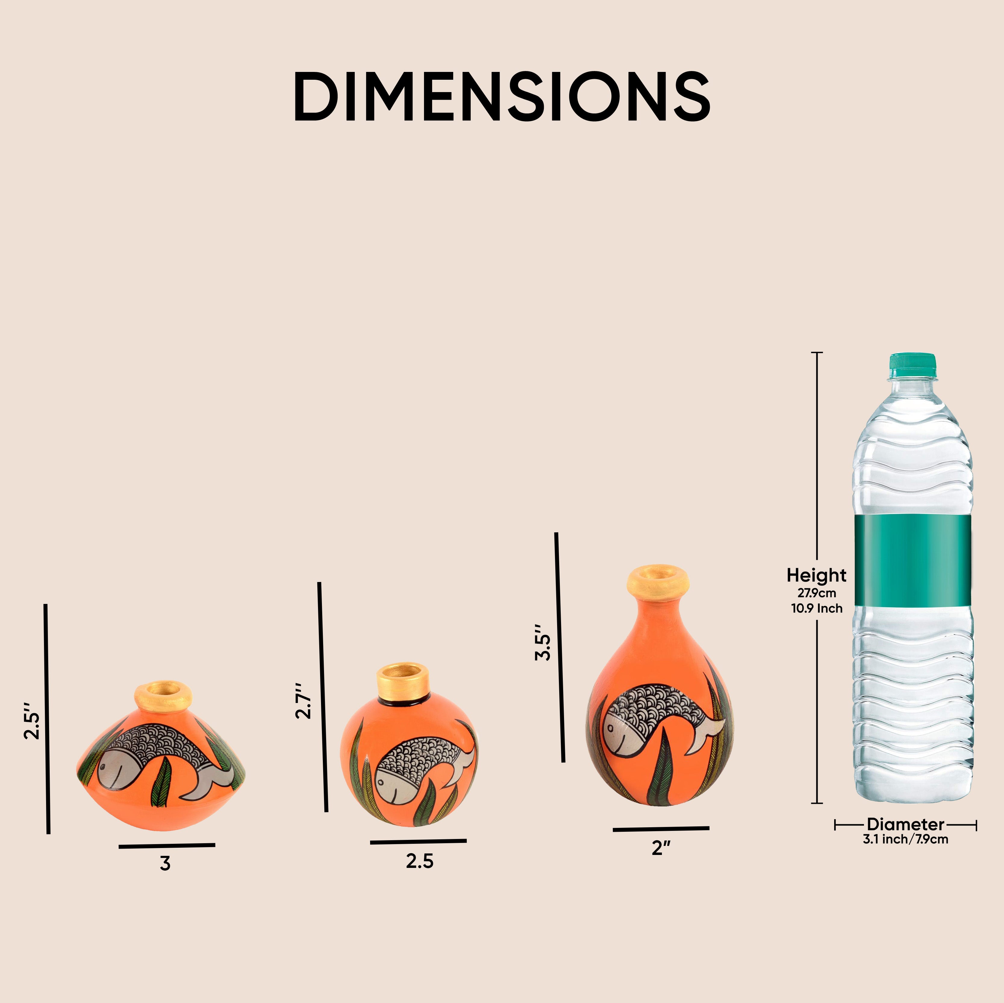 Something's Fishy Terracotta Vase Set of 3 (Orange)
