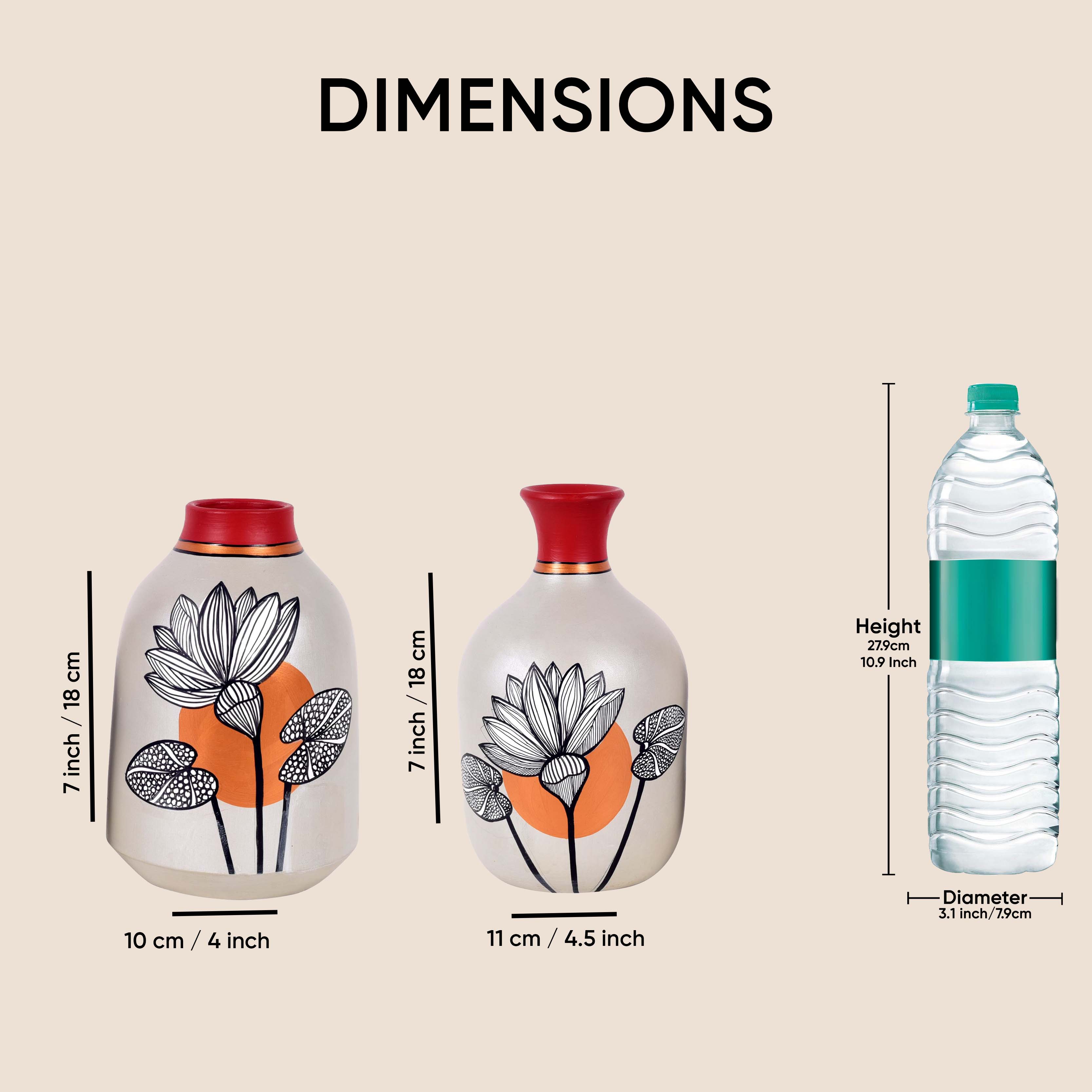 Scarlet Bloom Terracotta Vases S02 (4x7/4.5x7)