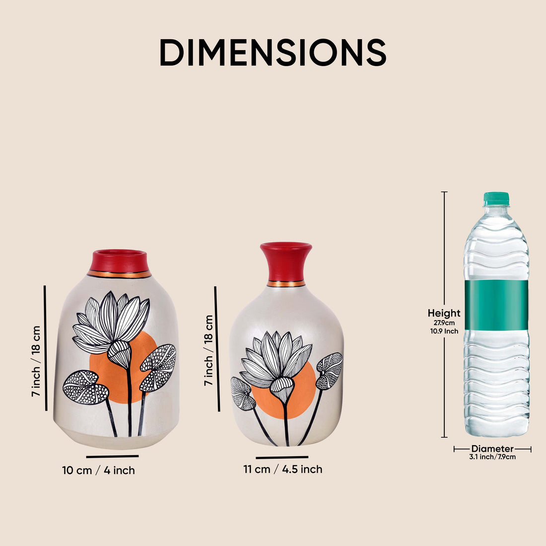 Scarlet Bloom Terracotta Vases S02 (4x7/4.5x7)