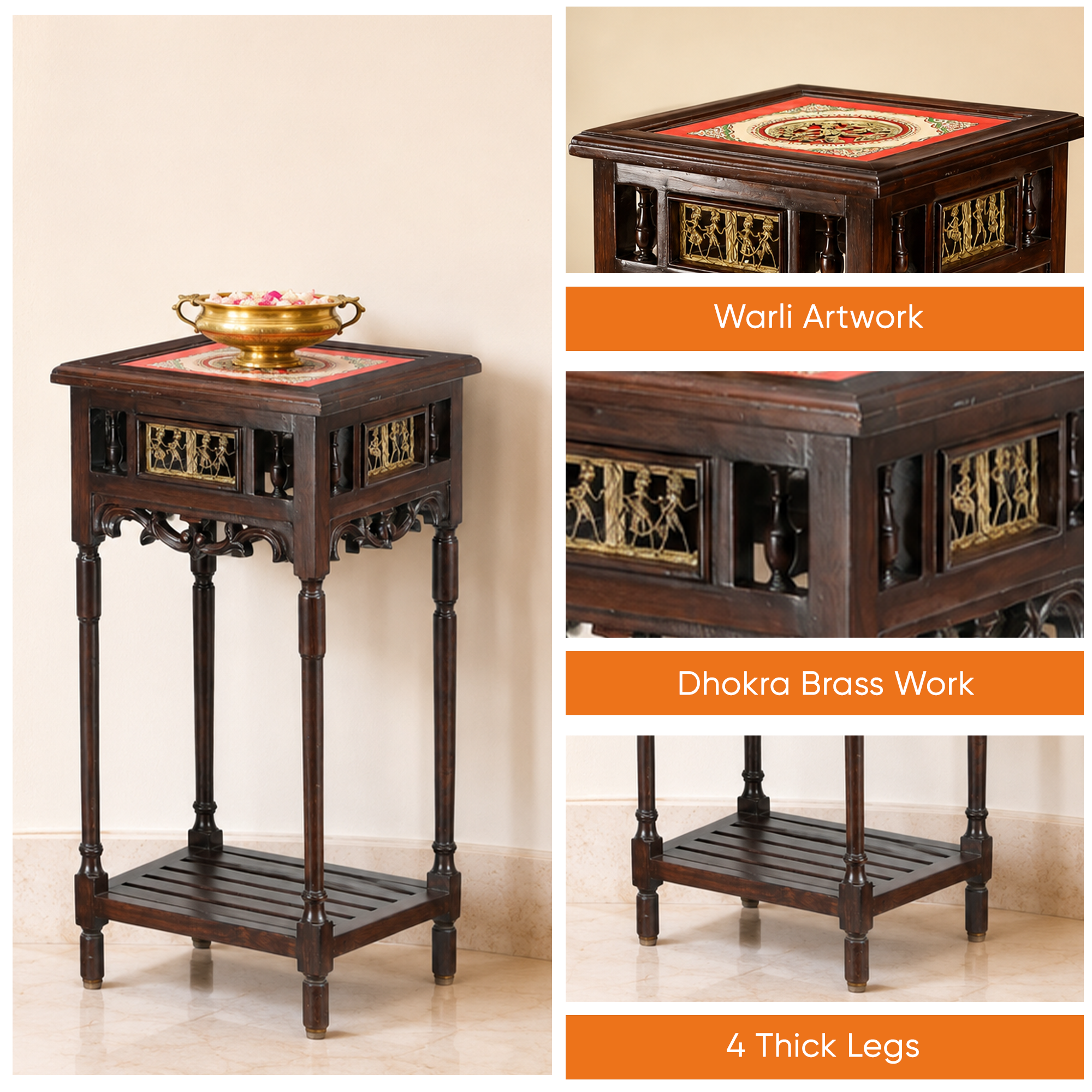 Onyx End Table in Teakwood with Walnut Finish (15.5x15.5x30)