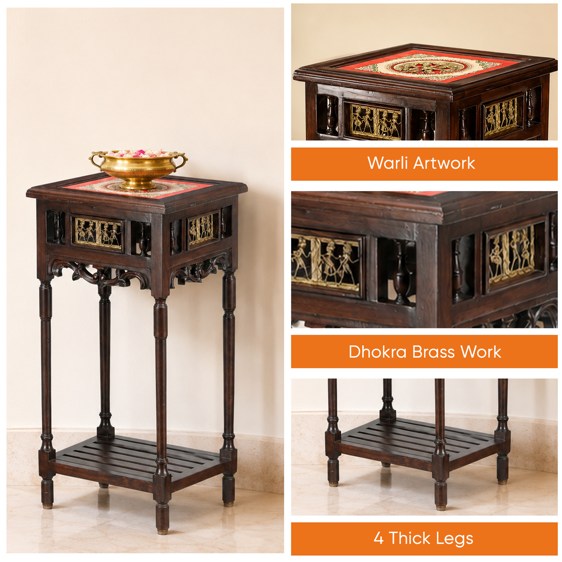 Onyx End Table in Teakwood with Walnut Finish (15.5x15.5x30)