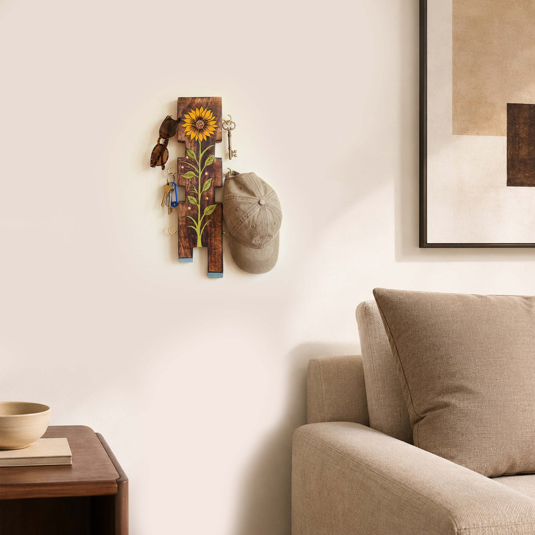 Sunflower wooden key hanger