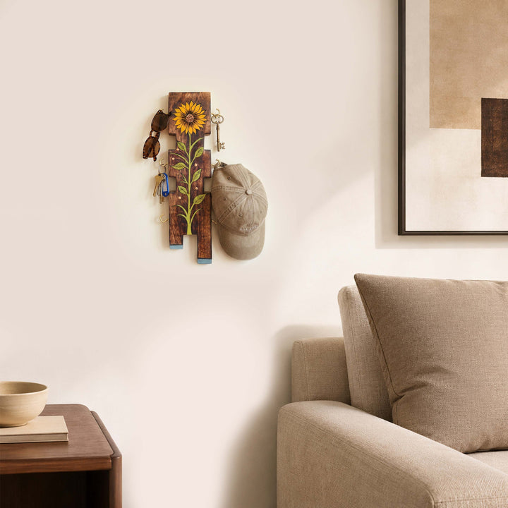 Sunflower wooden key hanger